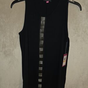 Vince Camuto Black Tank with Gold Metallic Center Trim